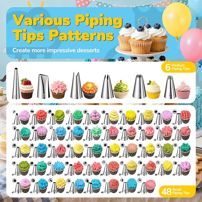 Cake Decorating Tools Supplies Kit: 164pcs Baking Accessories, Dessert Piping - Image 3