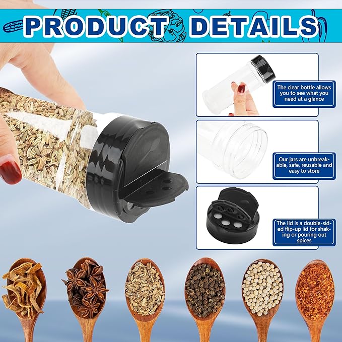 30 Pcs 6 oz Plastic Spice Jars - Image 3