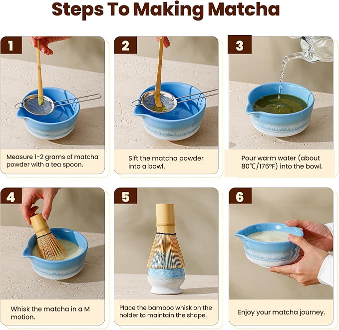 Matcha Whisk Set, Ceramic Matcha Kit Desert Style, Matcha Whisk and Bowl - Image 6