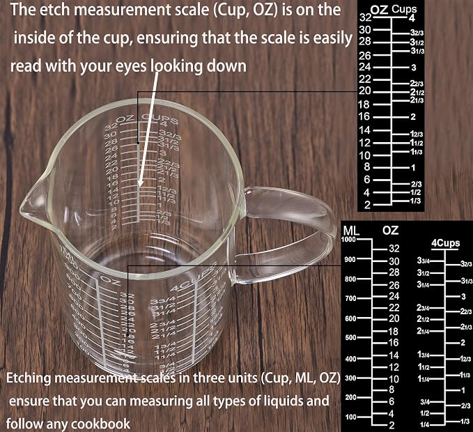 Ackers Mirror Etching Scale Glass Measuring Cup--Made of High Borosilicate - Image 5