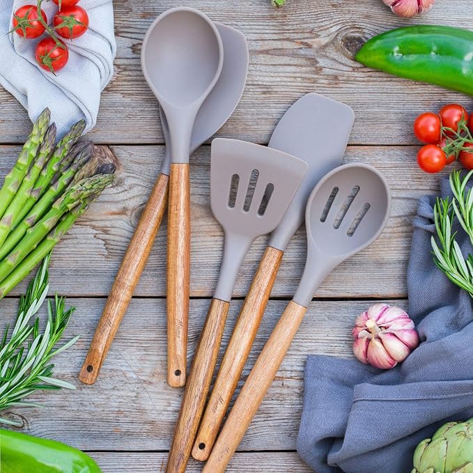 Kitchen Utensils Set, Silicone Cooking Utensils Set, Non-Stick Silicone Spatula - Image 7