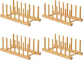 HBlife 4pcs Bamboo Dish Plate Bowl Cup Book Pot Lid Cutting Board Drying Rack by HBlife