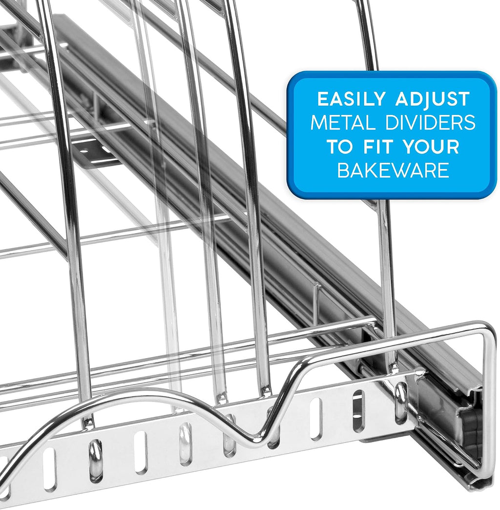 Pull Out Organizer for Bakeware, Cutting Board and Trays, 12.5”W x