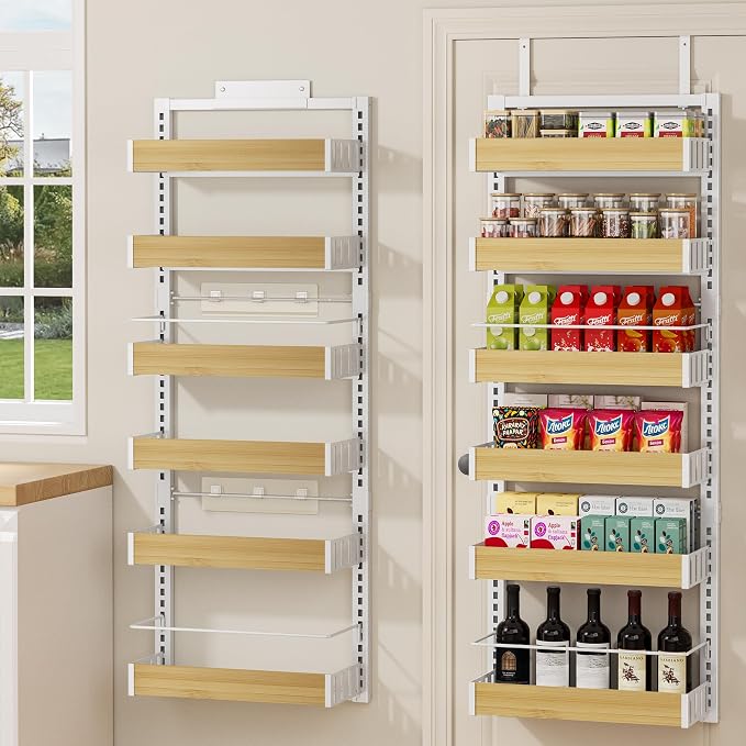 POKIPO 6 Tier Over The Door Pantry Organizer, 2-in-1 Door Hanging or Wall by POKIPO
