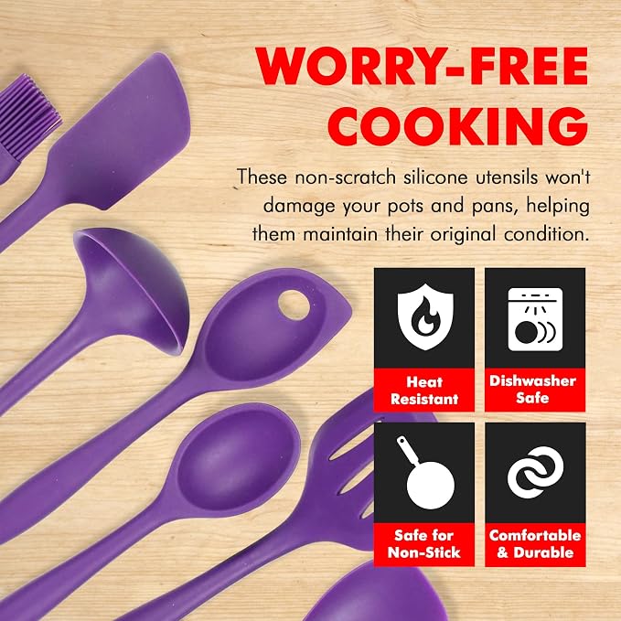 Chef Craft Premium Silicone Kitchen Tool and Utensil Set, 7 Piece - Image 4