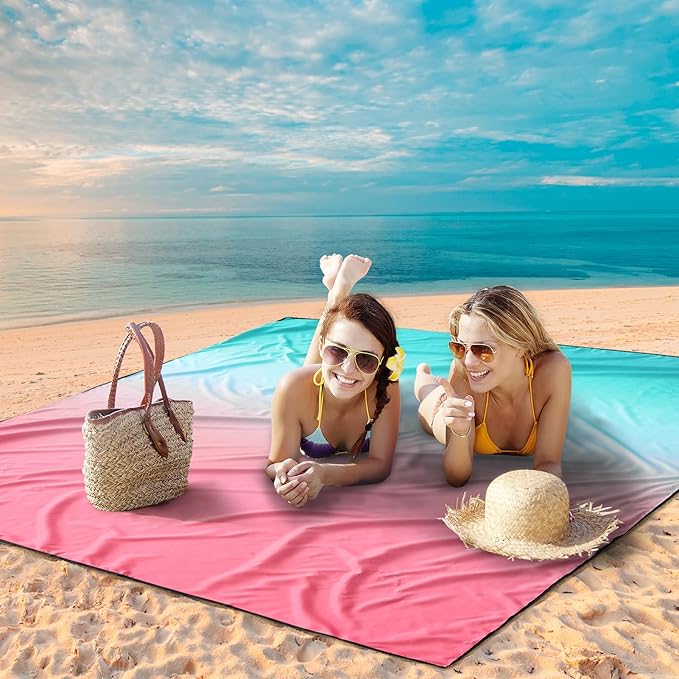 WIWIGO Beach Blanket Waterproof Sandproof Beach Mat 79" X 83"/10'x9'for 2-8 - Image 5