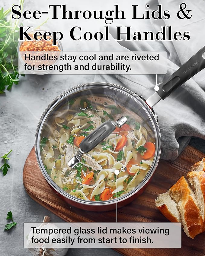 Cook N Home Pots and Pans Nonstick Cookware Set 12-Piece, Kitchen Cooking Set - Image 5
