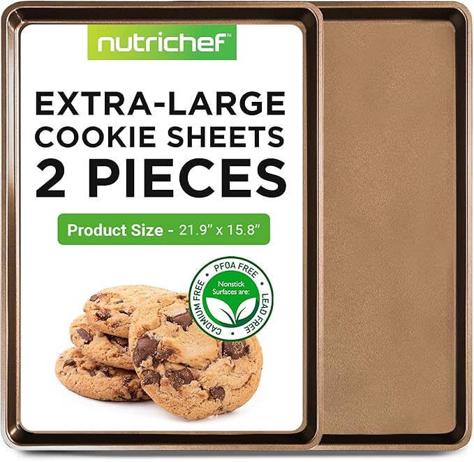 NutriChef Nonstick Extra Large Baking Sheets – 22 x 16 Inch Mega Cookie Sheet by NutriChef%E2%84%A2Kitchen