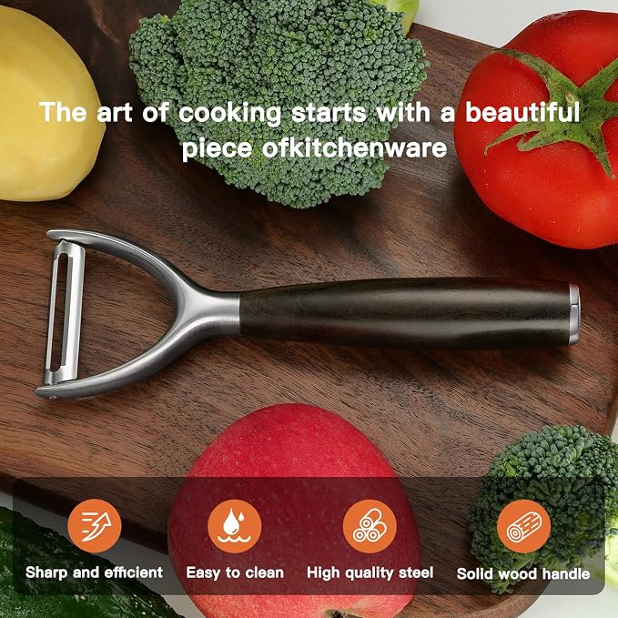 Premium Y Type 304 Stainless Steel Multifunctional Kitchen Peeler Real Wood - Image 5