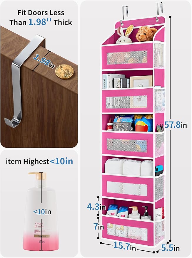 JARLINK Over The Door Organizer Storage, 5 Shelf Hanging Door Organizer - Image 3