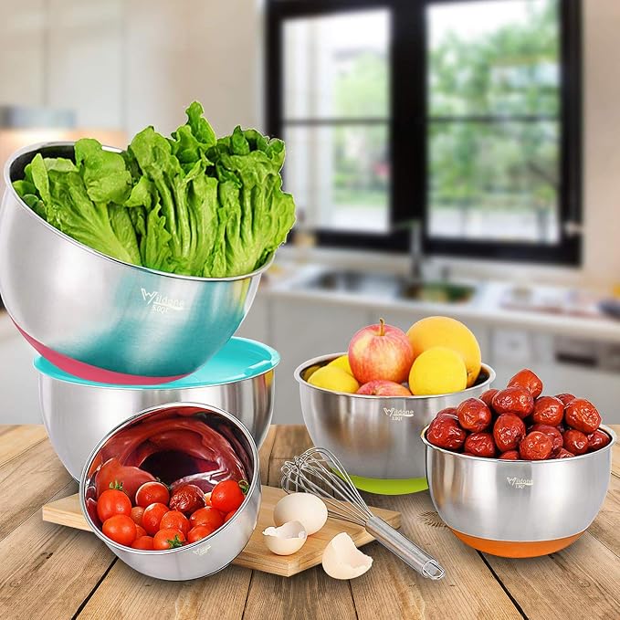 Wildone Mixing Bowls with Airtight Lids Set, with Grater Attachments & Non-Slip - Image 4