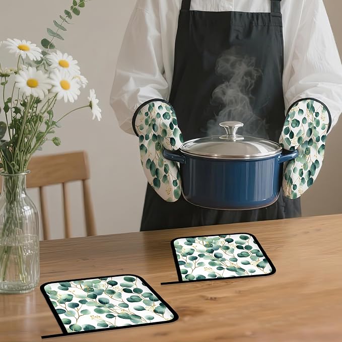 Eucalyptus Leaf Oven Mitts and Pot Holders Set - Image 7