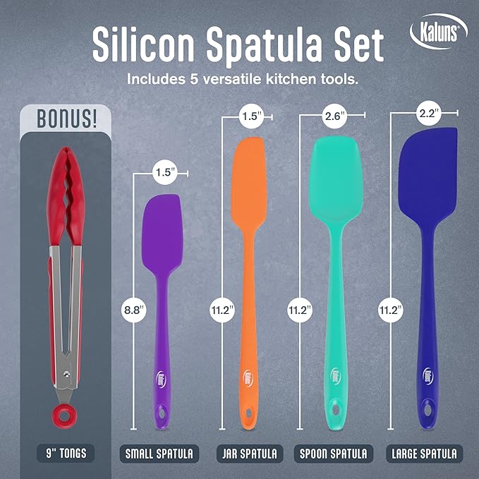 Kaluns Silicone Spatula Set, 4 Rubber Spatulas 600°F Heat Resistant, Nonstick - Image 2