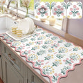 LOKHOM Scalloped Floral Dish Drying Mat, Cuttable Hide Stain Non-slip Drying Mat by LOKHOM