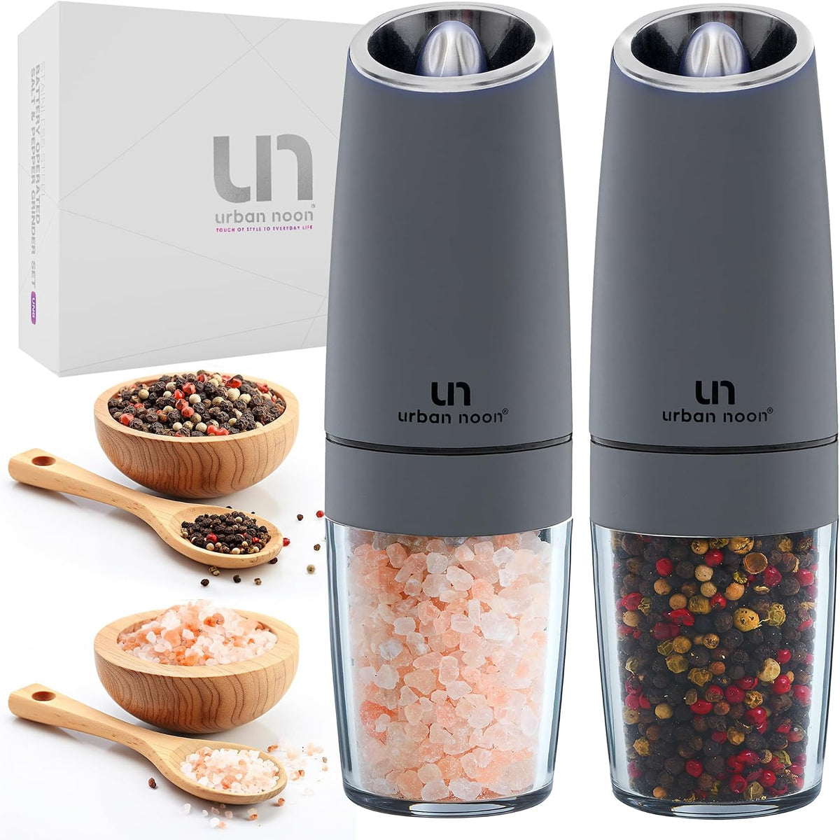 Gravity Salt and Pepper Grinder Set - Battery Operated Electric