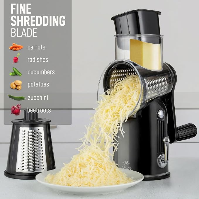 Zulay Kitchen Rotary Cheese Grater 5 Blade Cheese Shredder - Image 6