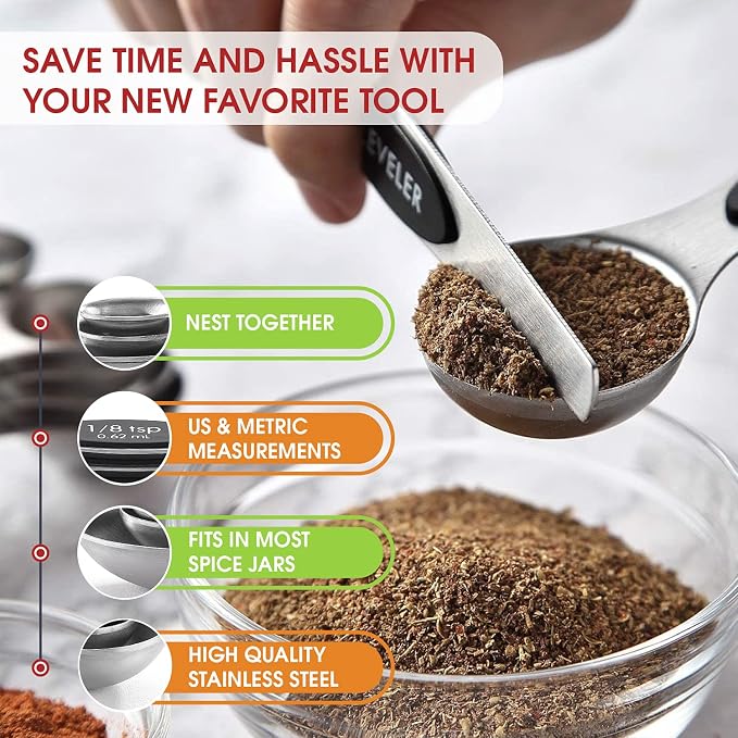 Spring Chef Stainless Steel Magnetic Measuring Spoons Set - Image 6