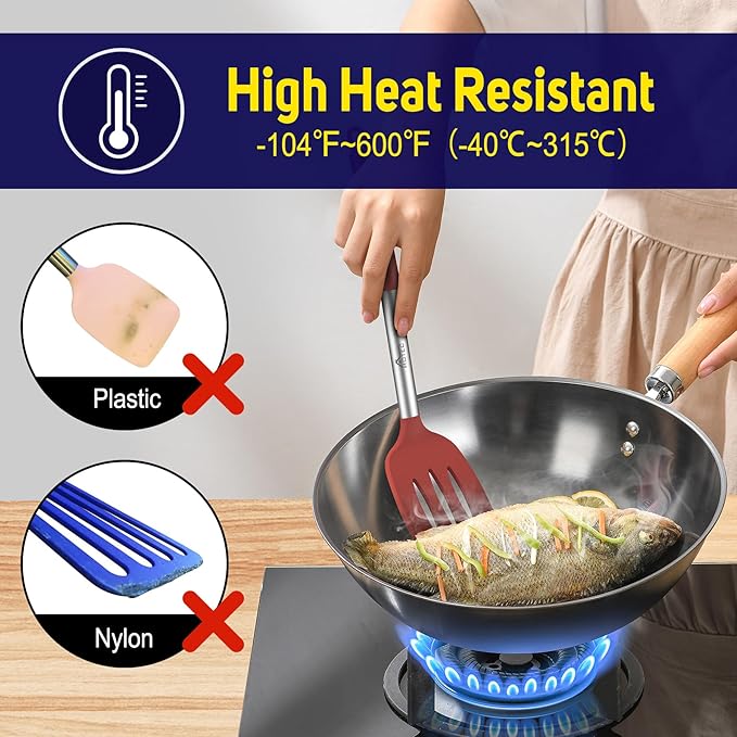 HOTEC Silicone Spatula Set of 2 Heat-Resistant 600°F & BPA-Free Kitchen - Image 5