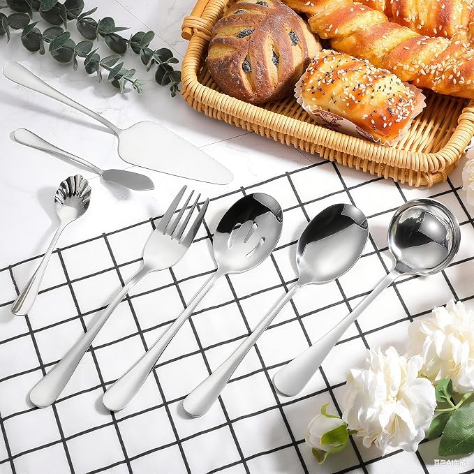 Patelai Serving Utensils Set Include Stainless Steel Large Spoons Slotted - Image 5