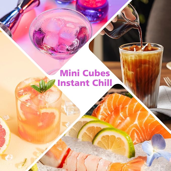 Mini Ice Cube Trays Set of 2-160 Small Ice Cubes Silicone Mold - Image 7