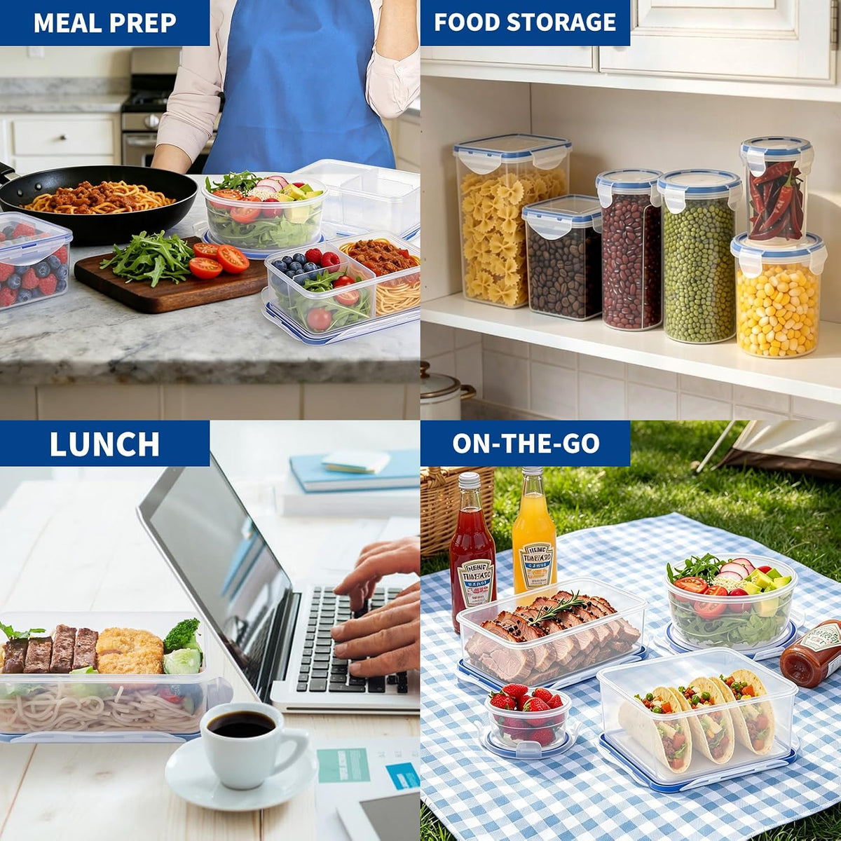 KIGI Small Food Storage Containers, 4 Count (2.1 Cup)