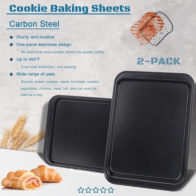 Small Cookie Sheets, Baking Pans, Nonstick Carbon Steel Baking Sheets, 9.5 X - Image 4