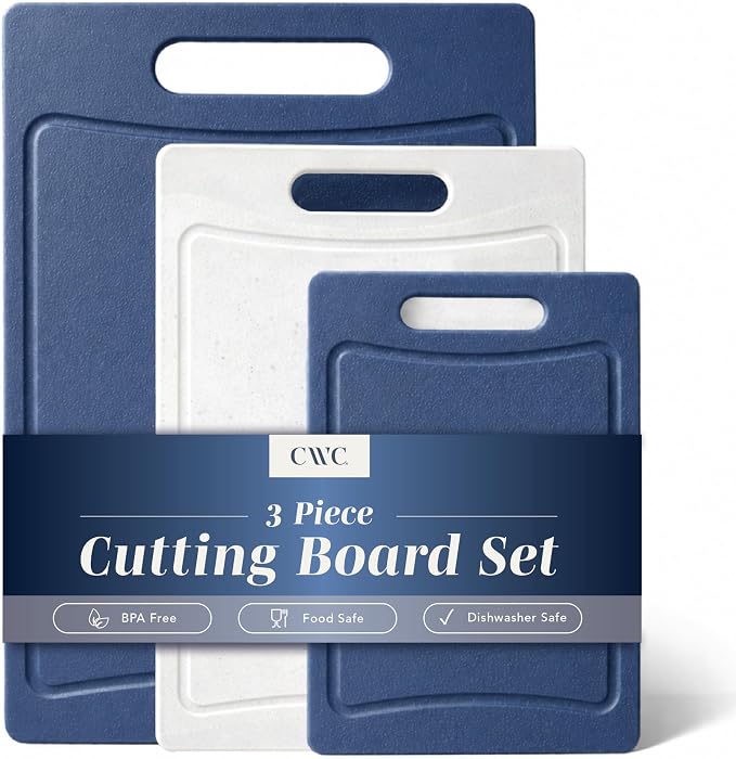 COOK WITH COLOR Non-Slip Cutting Board Set – Kitchen Essentials with Easy Grip by CookwithColor