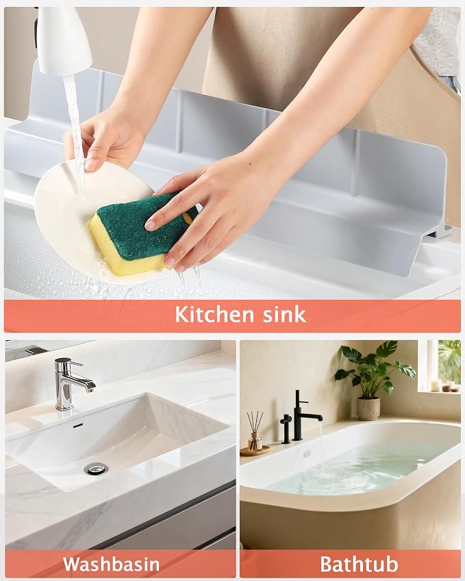 Kitchen Sink Splash Guard 23" 18" 30" Self-Draining Silicone Water Guard - Image 7