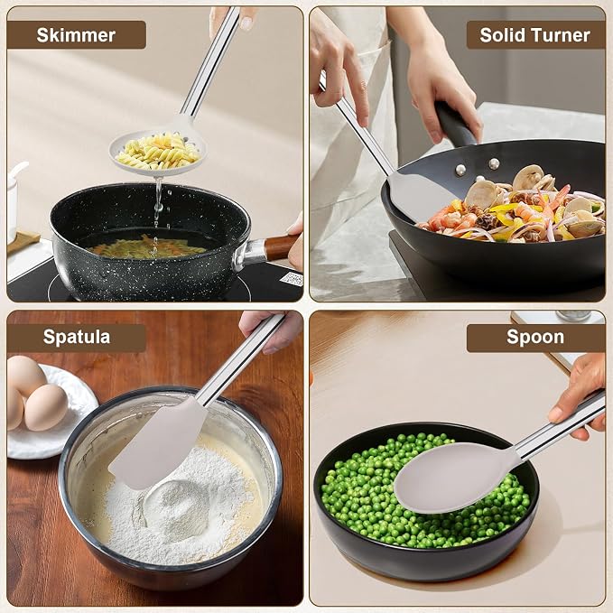 8 Pieces Kitchen Utensils Set, Vayvnt Silicone Cooking Utensils Set - Image 7