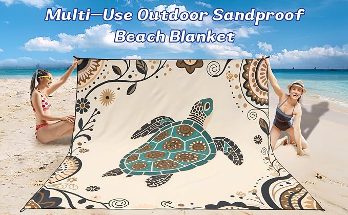 WIWIGO Beach Blanket Waterproof Sandproof Beach Mat 79" X 83"/10'x9'for 2-8 - Image 6