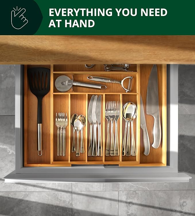 ROYAL CRAFT WOOD Luxury Bamboo Kitchen Drawer Organizer - Image 9