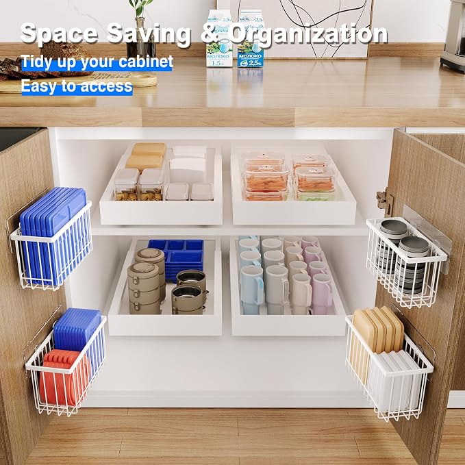 MUSTORN 3 Pack Adhesive Cabinet Door Organizer, Lid Organizers Inside Cabinet - Image 3