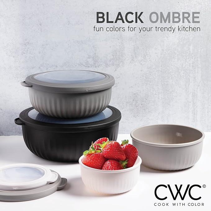 COOK WITH COLOR Prep Bowls with Lids- Wide and Deep Nesting Plastic Small - Image 3