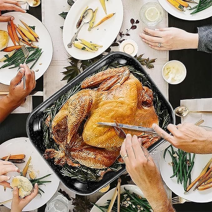 Roasting Pan with Rack, 16 x 11 Inch Rectangular Roasting Pan, 20lb Turkey - Image 7