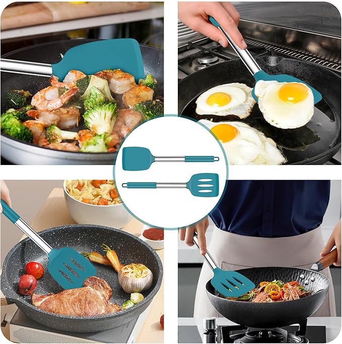 TeamFar Cooking Utensils Set, for Non-stick Cookware Flipping Frying Draining - Image 5