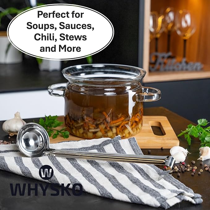 Whysko Soup Ladles Stainless Steel, Rustproof Heat-Resistant Materials - Image 3