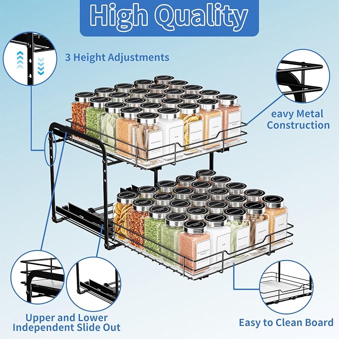 BOIVSHI 2-Tier Spice Rack Organizer, Pull Out Spice Rack - Image 5