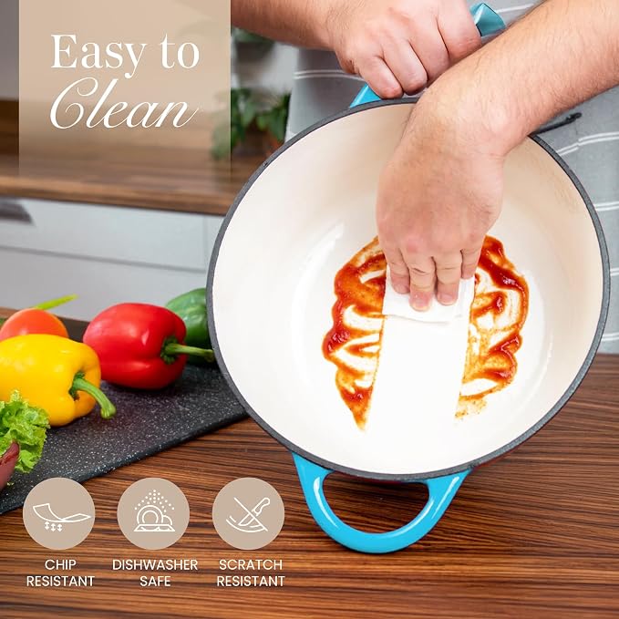 Cast Iron Pot with Lid – Non-Stick Ovenproof Enamelled Casserole Pot, Oven Safe - Image 9