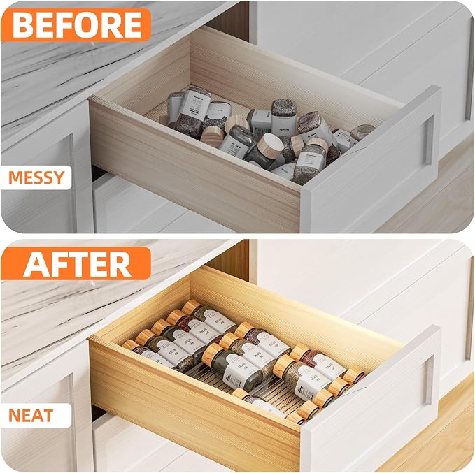 MUDEELA Clear Spice Drawer Organizer, 4 Tier Spice Rack - Image 6