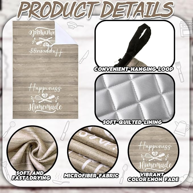Sratte 6 Pcs Kitchen Decor Accessories Set Farmhouse Towels Pot Holders Oven - Image 6