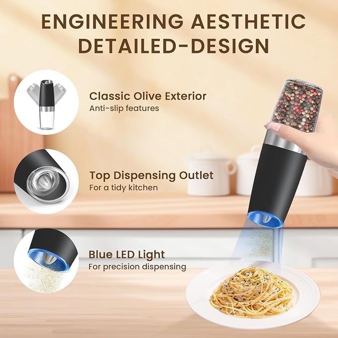 Gravity Electric Salt And Pepper Grinder, Automatic Salt And Pepper Grinder - Image 4
