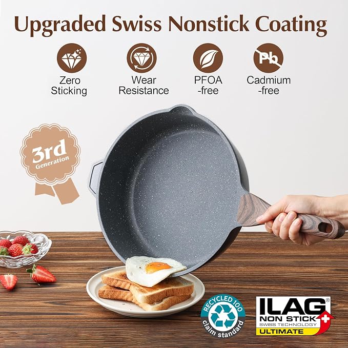 SENSARTE Nonstick Deep Frying Pan Skillet, 11-inch Saute Pan - Image 2