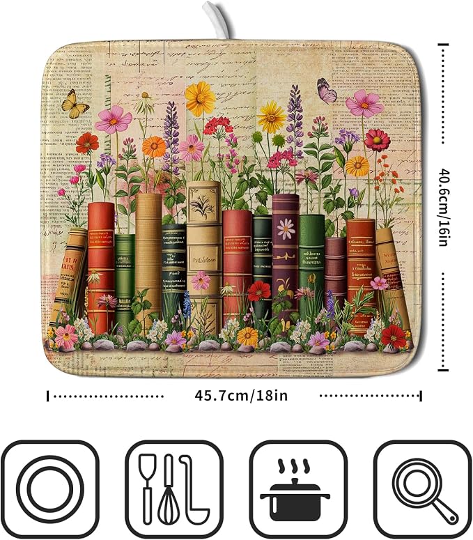 Colorful Books Kitchen Drying Mat - Image 2