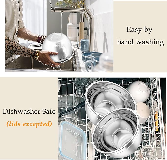 TeamFar Mixing Bowls, Stainless Steel Nesting Salad Bowls - Image 5