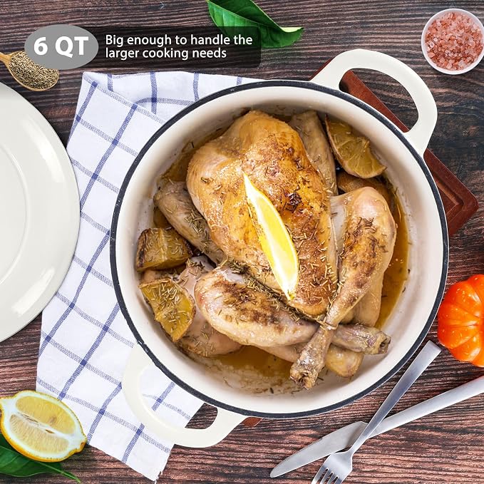 E-far 6 Quart Dutch Oven, Enameled Cast Iron Dutch Oven Pot - Image 6