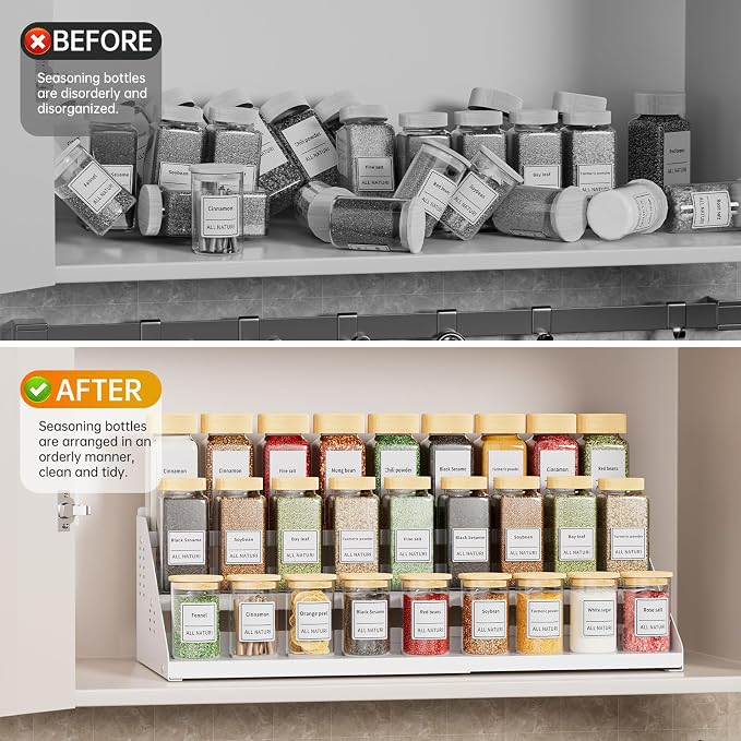RCHYFEED Spice Rack Organizer for Cabinet, Expandable 3 Tiered Spice Rack - Image 8