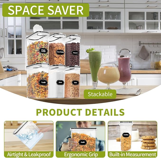 Skroam 8PCS Cereal Containers Storage, Airtight Food Storage Containers - Image 3