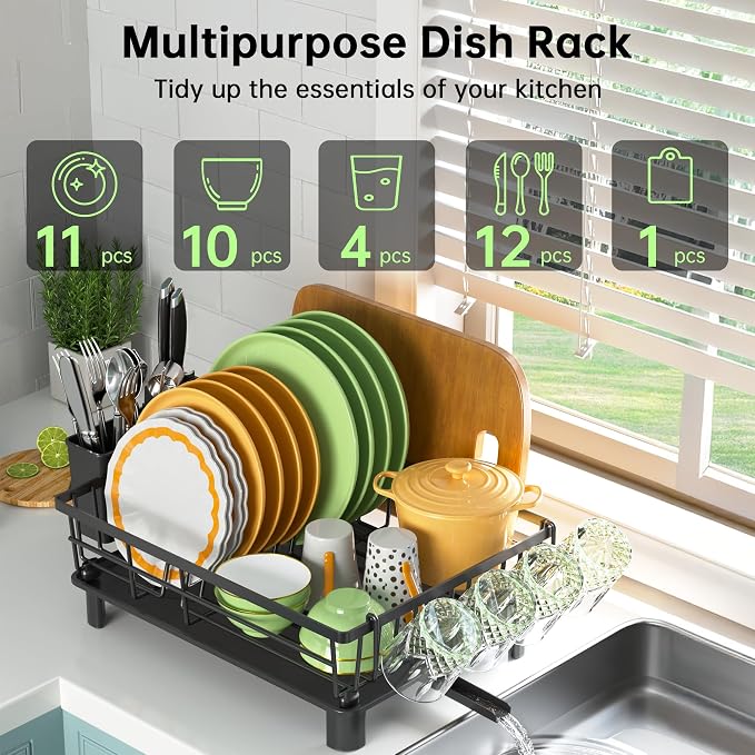 Dish Drying Rack, Dish Racks for Kitchen Counter, Detachable Dish Drainer - Image 3
