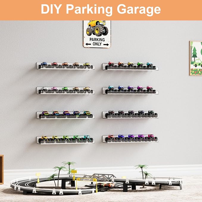 upsimples 12 Pack Acrylic Shelves Wall Organizer and Storage, Toy Cars - Image 2