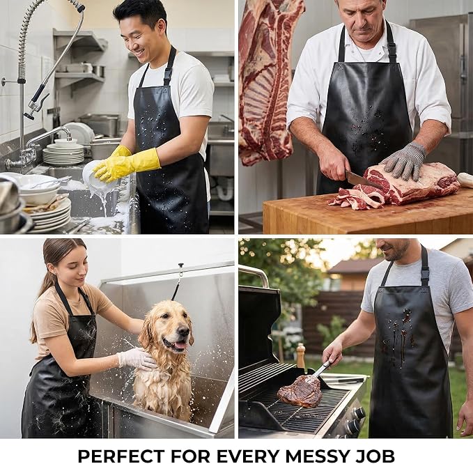 Homsolver 2 Pack Waterproof Rubber Aprons, Heavy Duty Butcher - Image 7